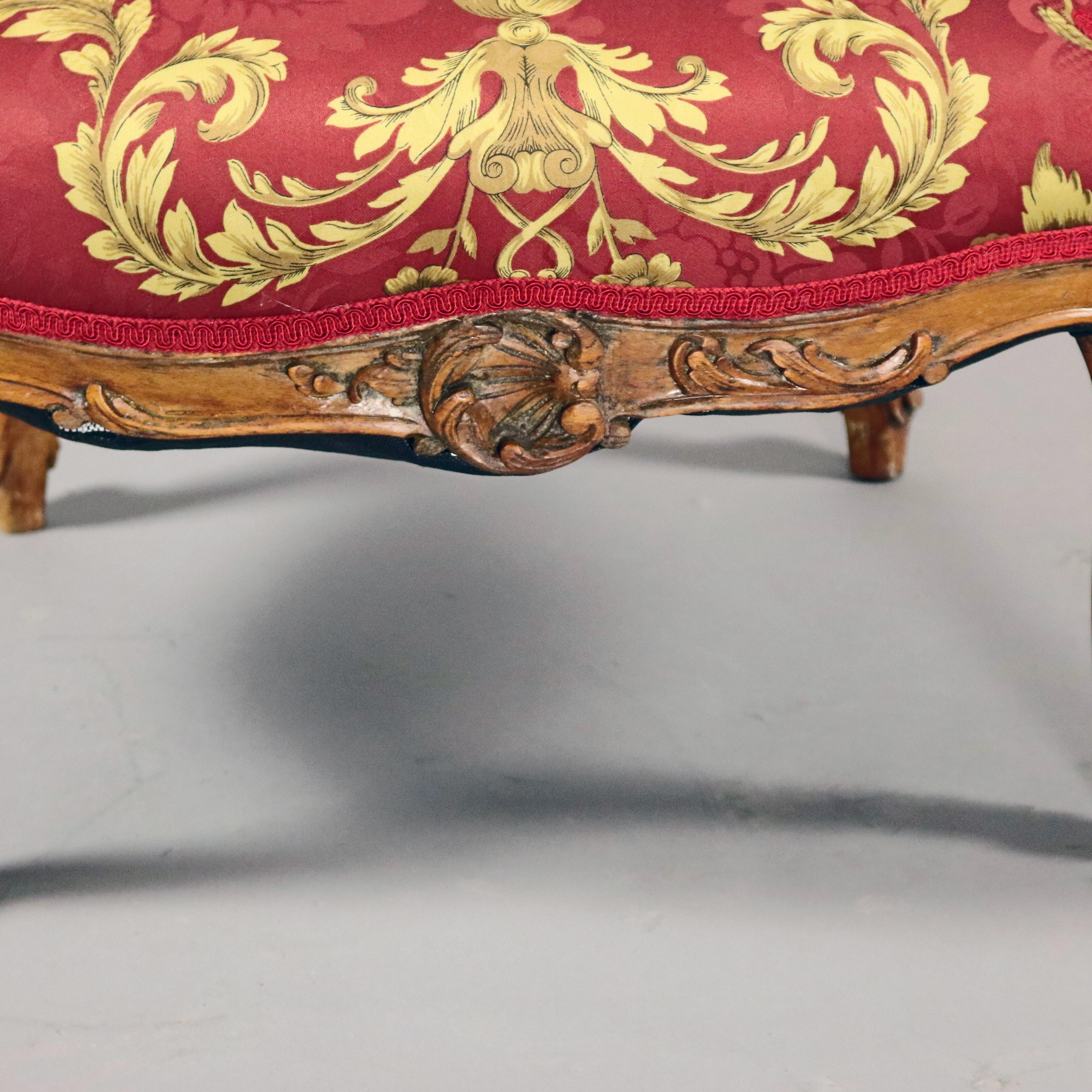 Antique French Louis XV Carved Walnut French Bergère Armchair, 18th Century 3