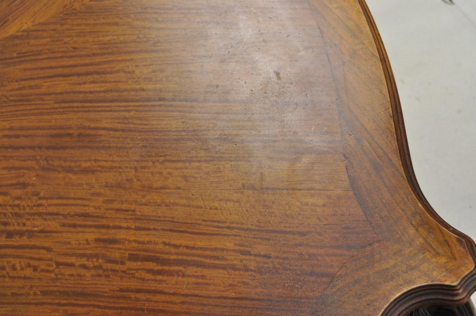 Antique French Louis XV Carved Walnut Inlaid Bombe Demilune Commode Dresser For Sale 2