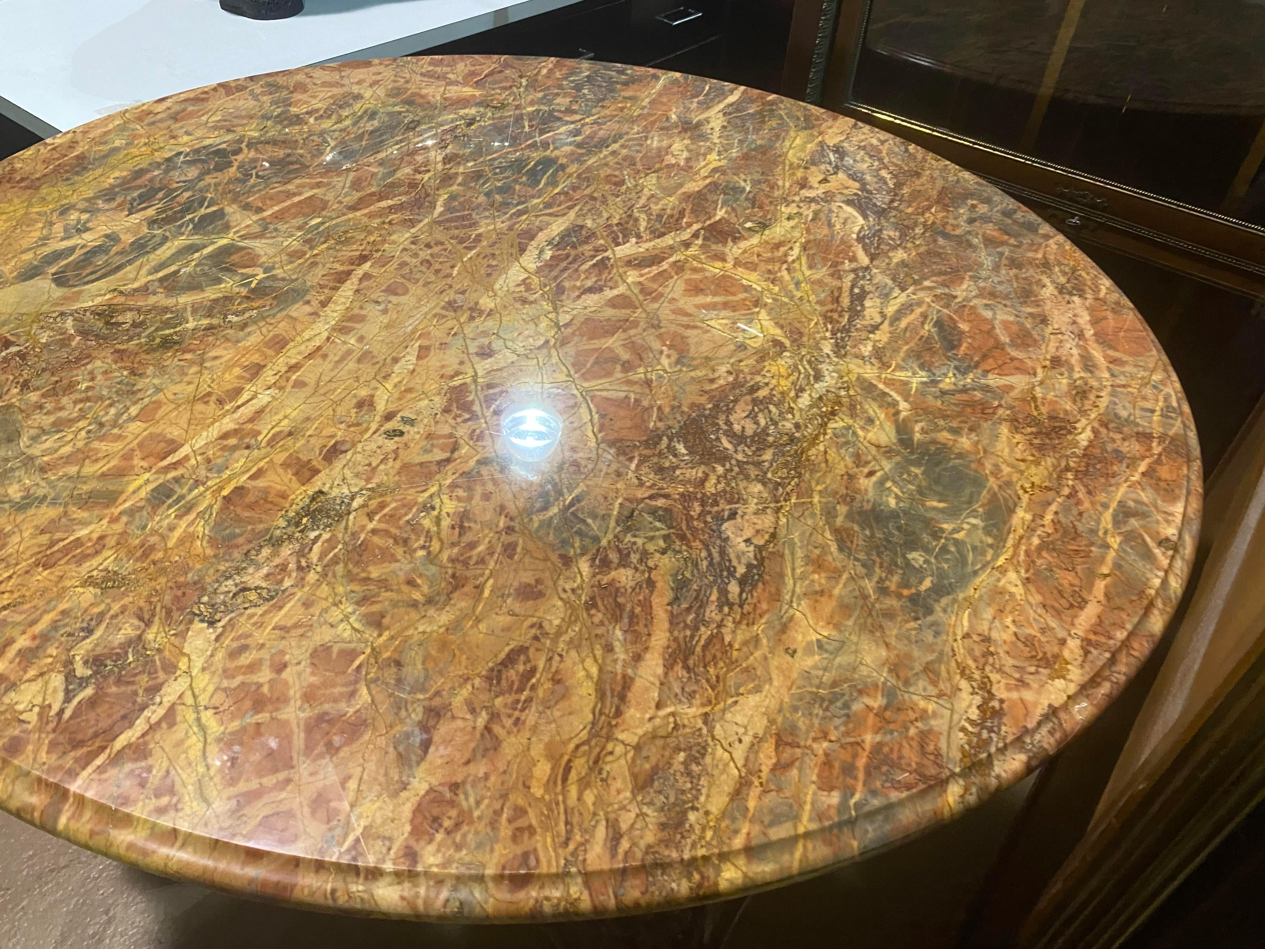 Antique French Louis XV Carved Walnut Marble Top Center Dining Breakfast Table  In Good Condition In Swedesboro, NJ