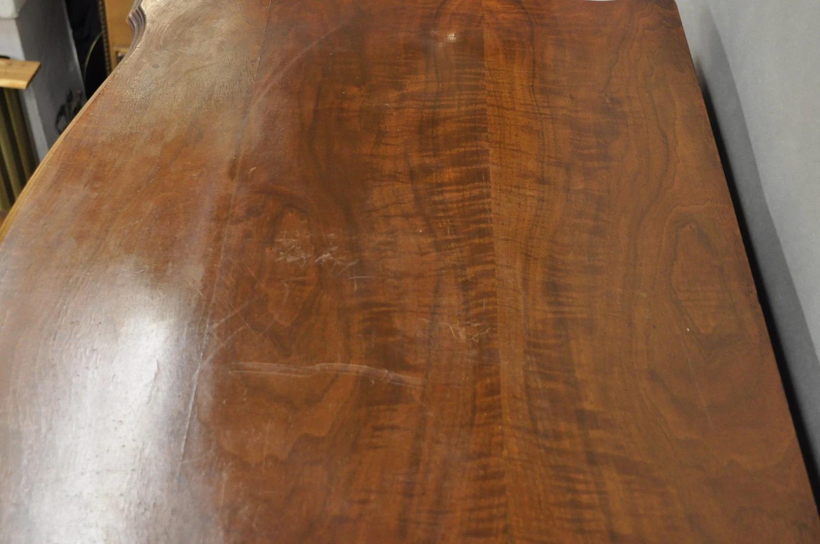 Antique French Louis XV Carved Walnut Satinwood Inlay Highboy Tall Chest Dresser For Sale 2