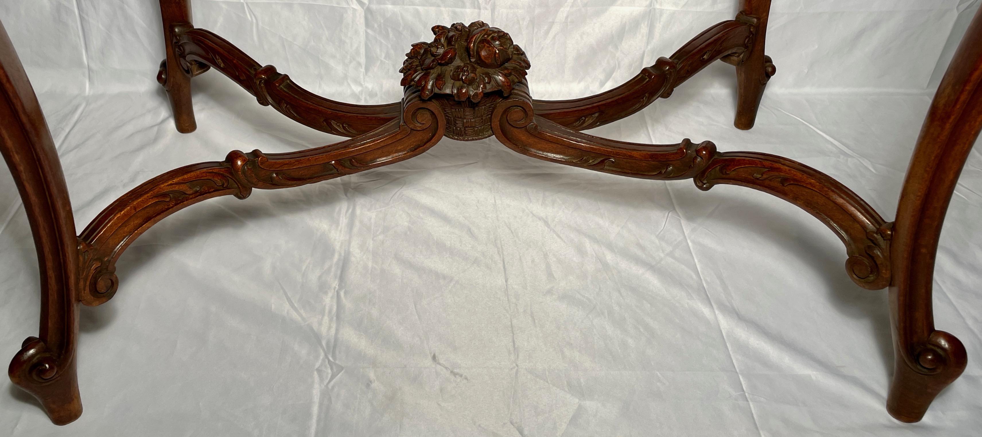 19th Century Antique French Louis XV Carved Walnut Table, circa 1890 For Sale