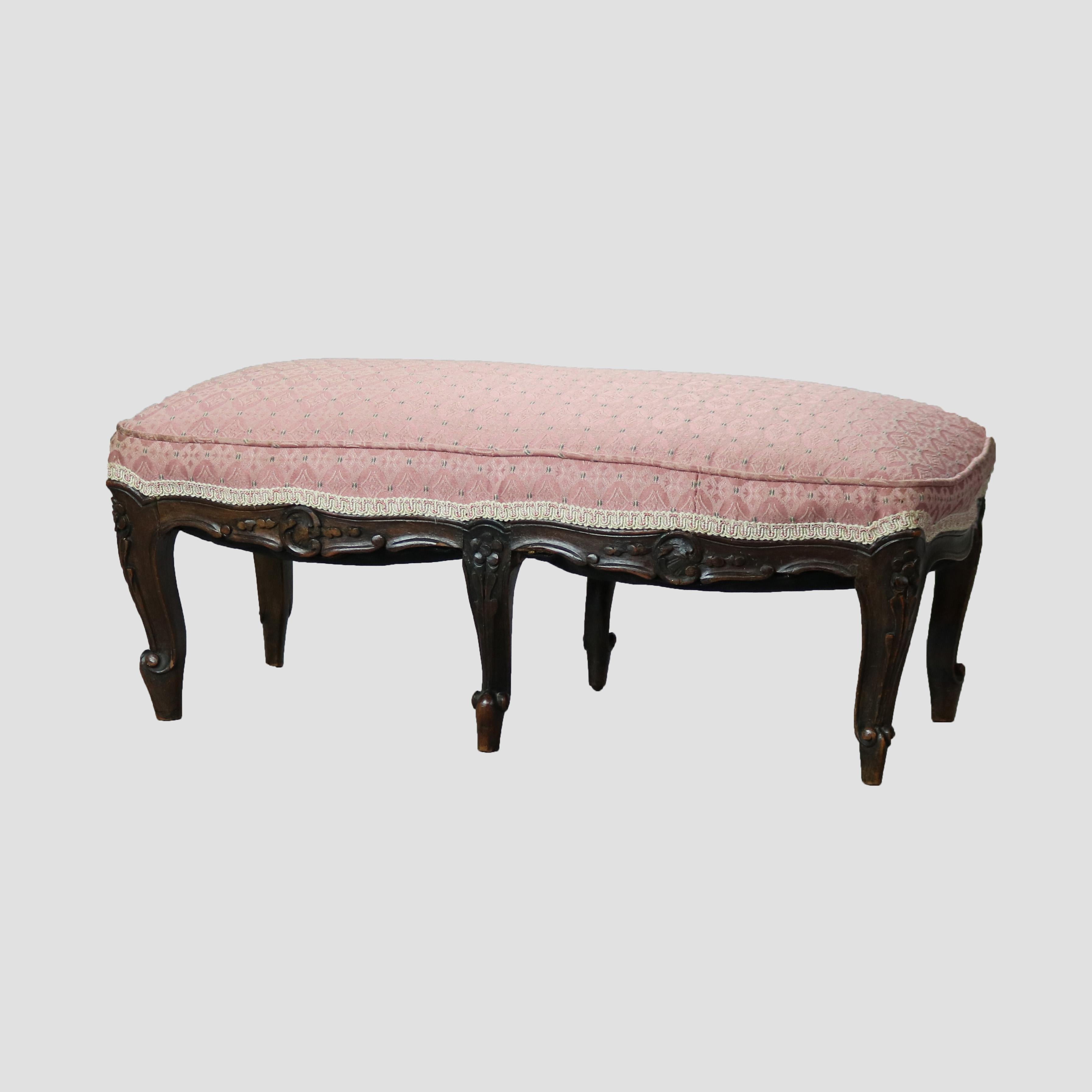 Antique French Luigi XV Noce intagliato e sgabello imbottito XIX secolo in vendita 1