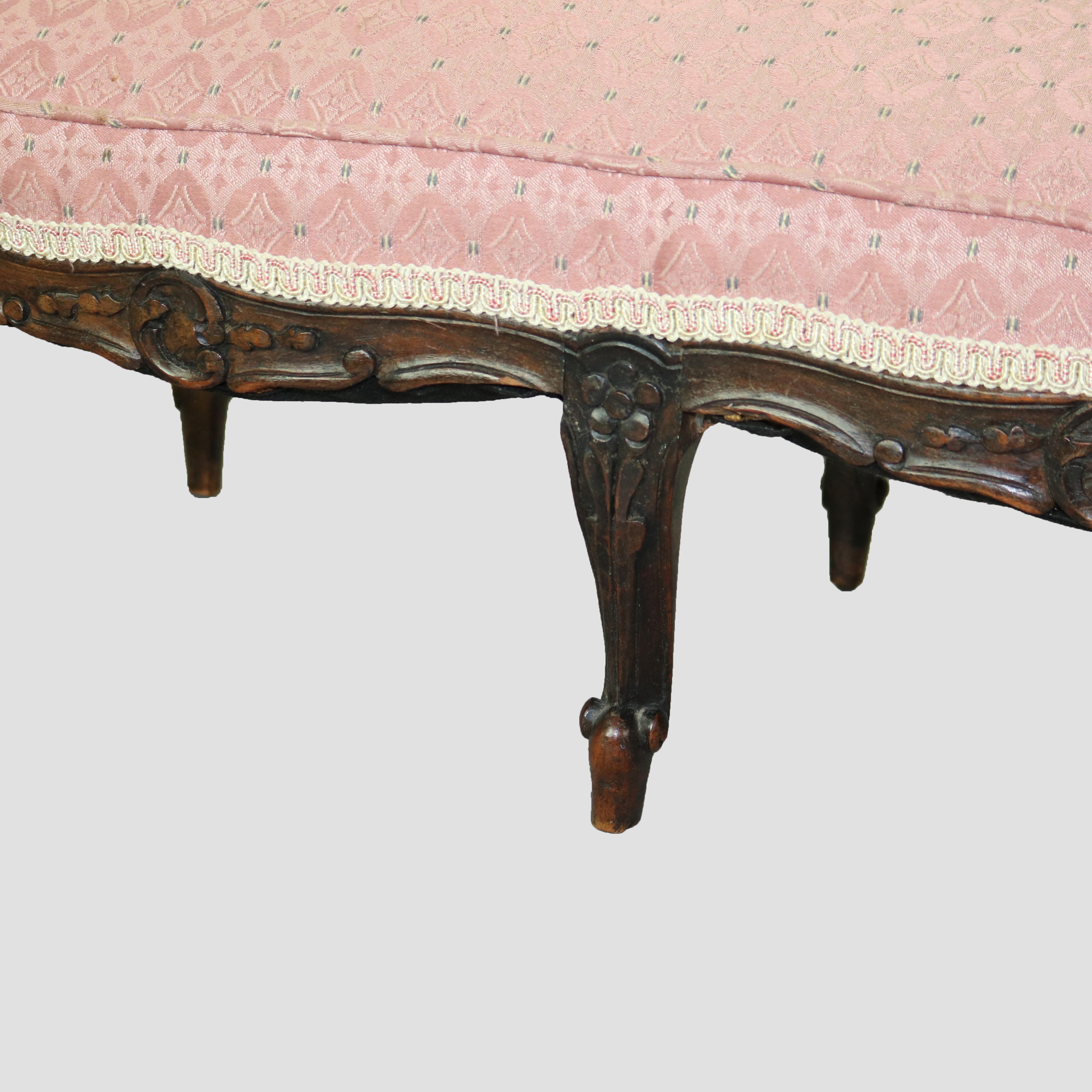 Antique French Luigi XV Noce intagliato e sgabello imbottito XIX secolo in vendita 2