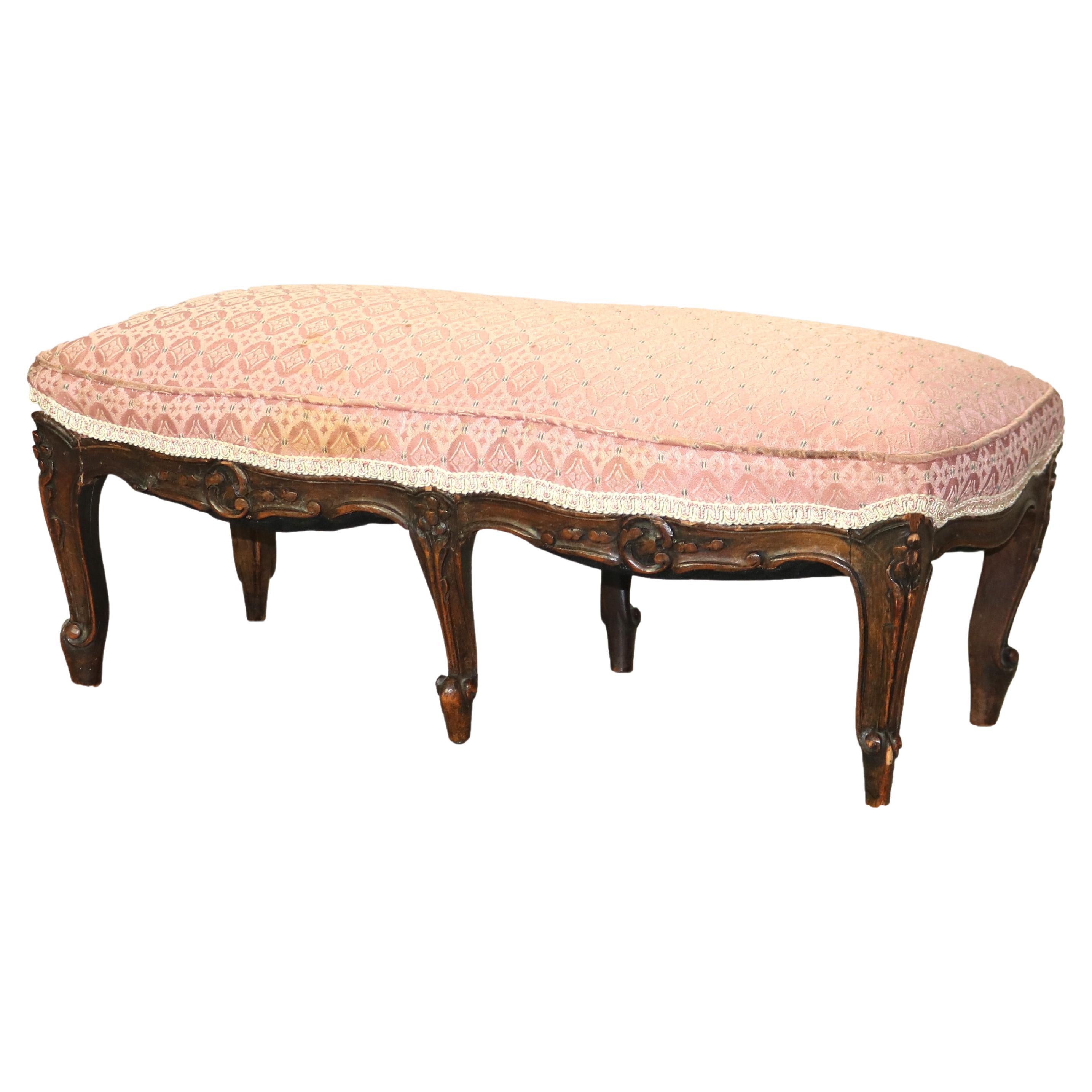 Antique French Luigi XV Noce intagliato e sgabello imbottito XIX secolo in vendita