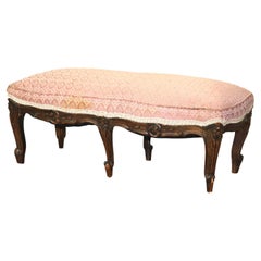 Antique French Luigi XV Noce intagliato e sgabello imbottito XIX secolo