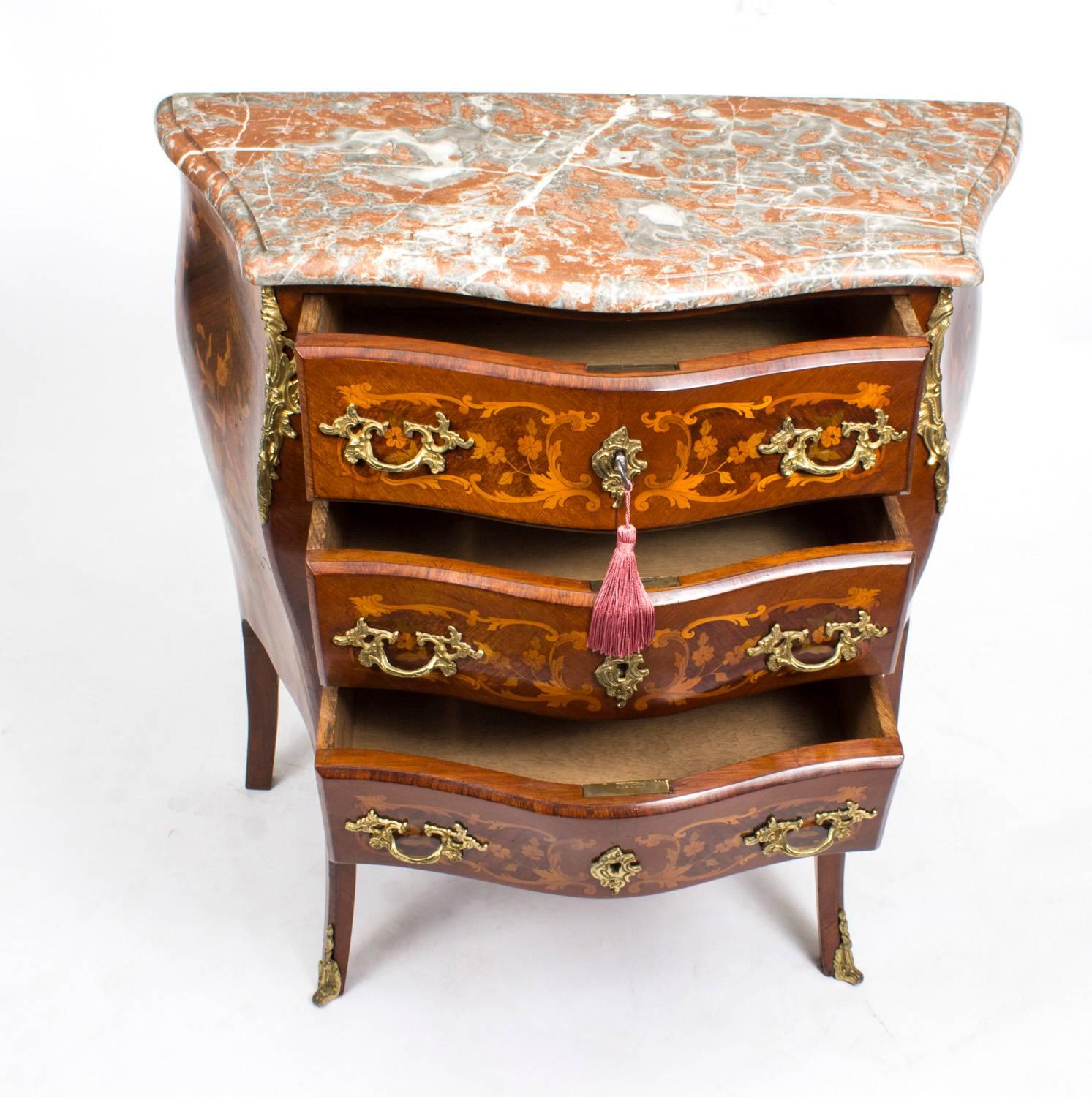 Antique French Louis XV Commode Rouge Marble, 19th Century 9