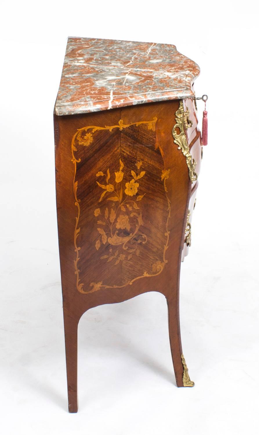Antique French Louis XV Commode Rouge Marble, 19th Century 12