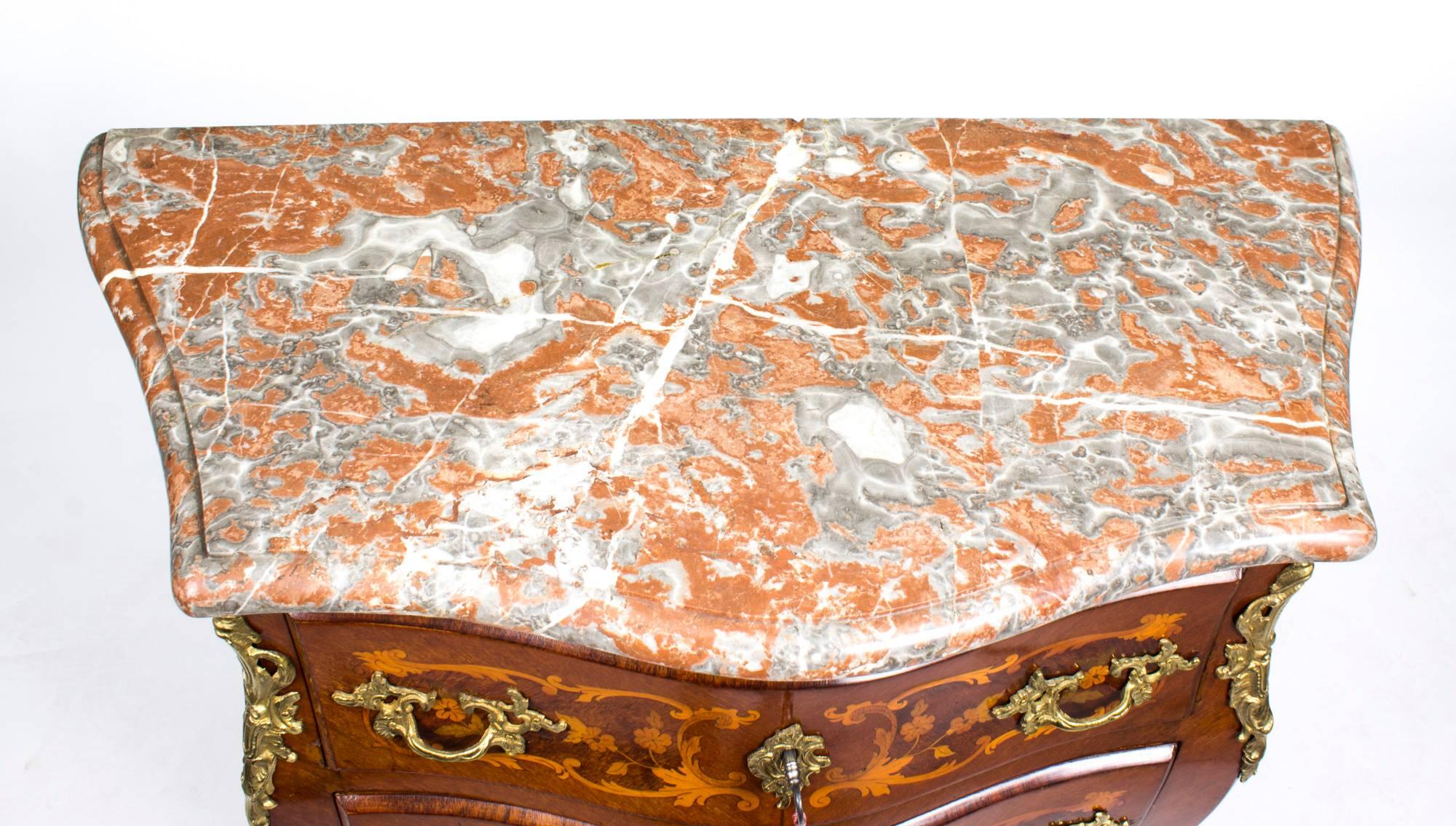 Antique French Louis XV Commode Rouge Marble, 19th Century In Distressed Condition In London, GB