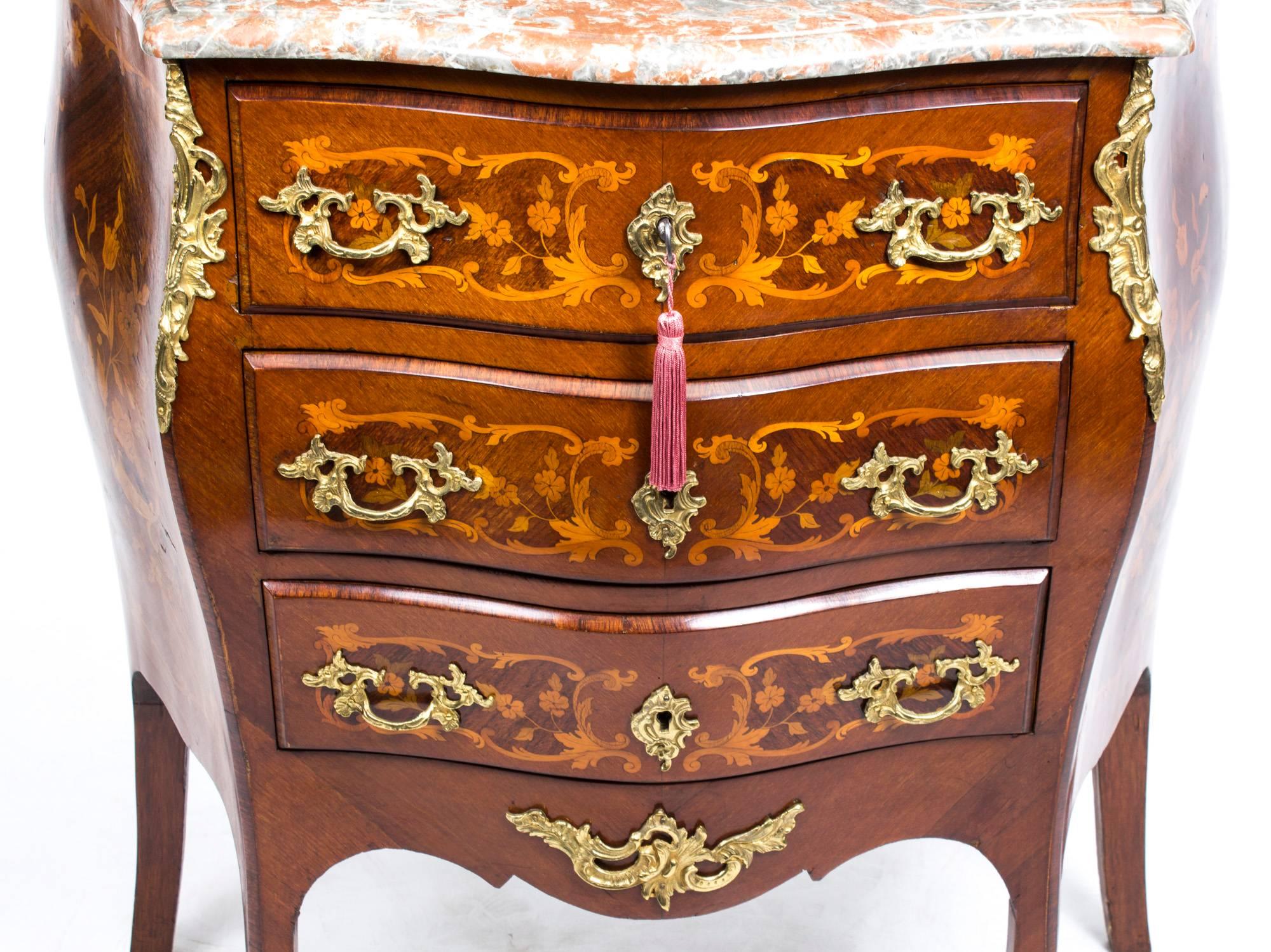 Antique French Louis XV Commode Rouge Marble, 19th Century 1