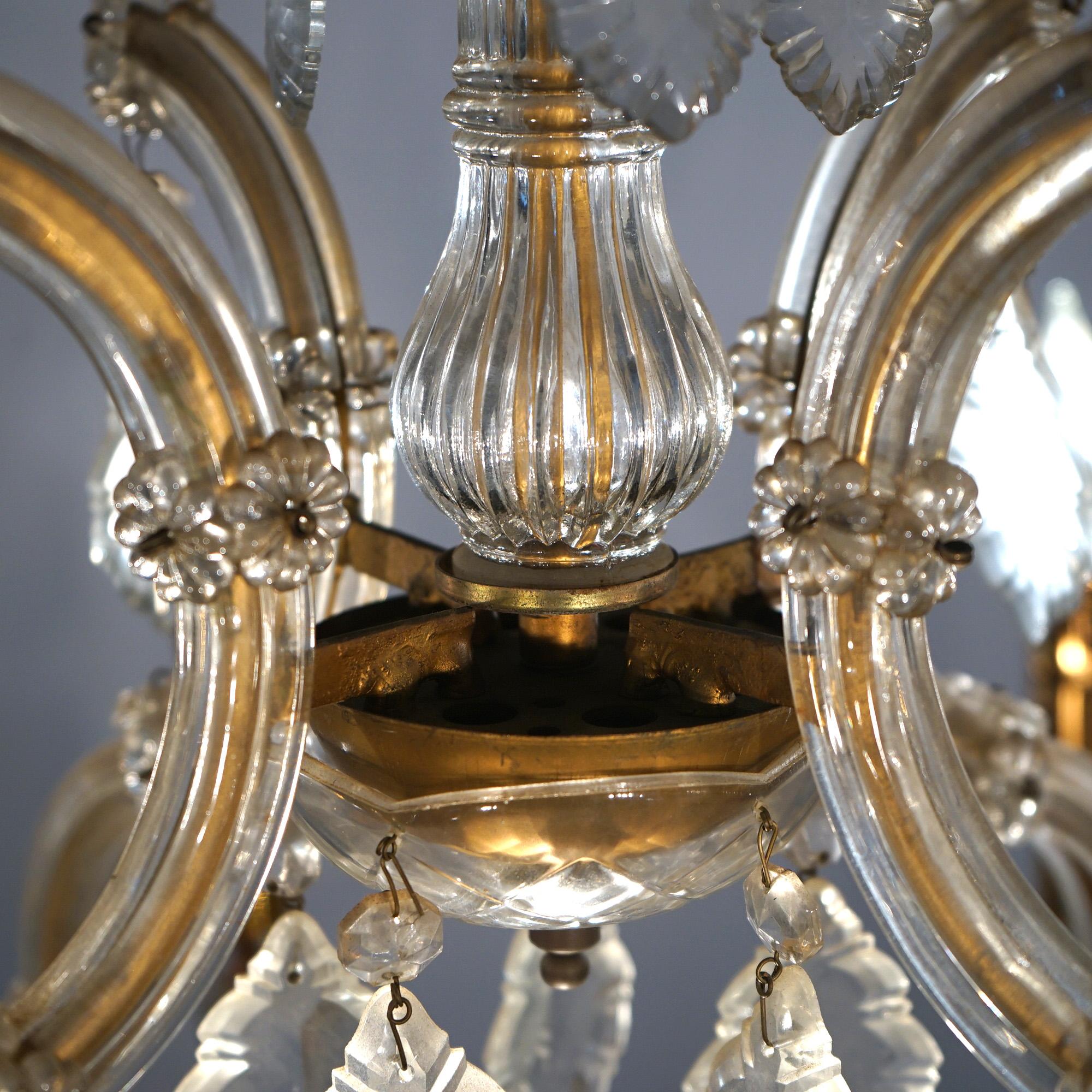 Antique French Louis XV Cut Crystal Eight-Light Chandelier C1920 For Sale 5