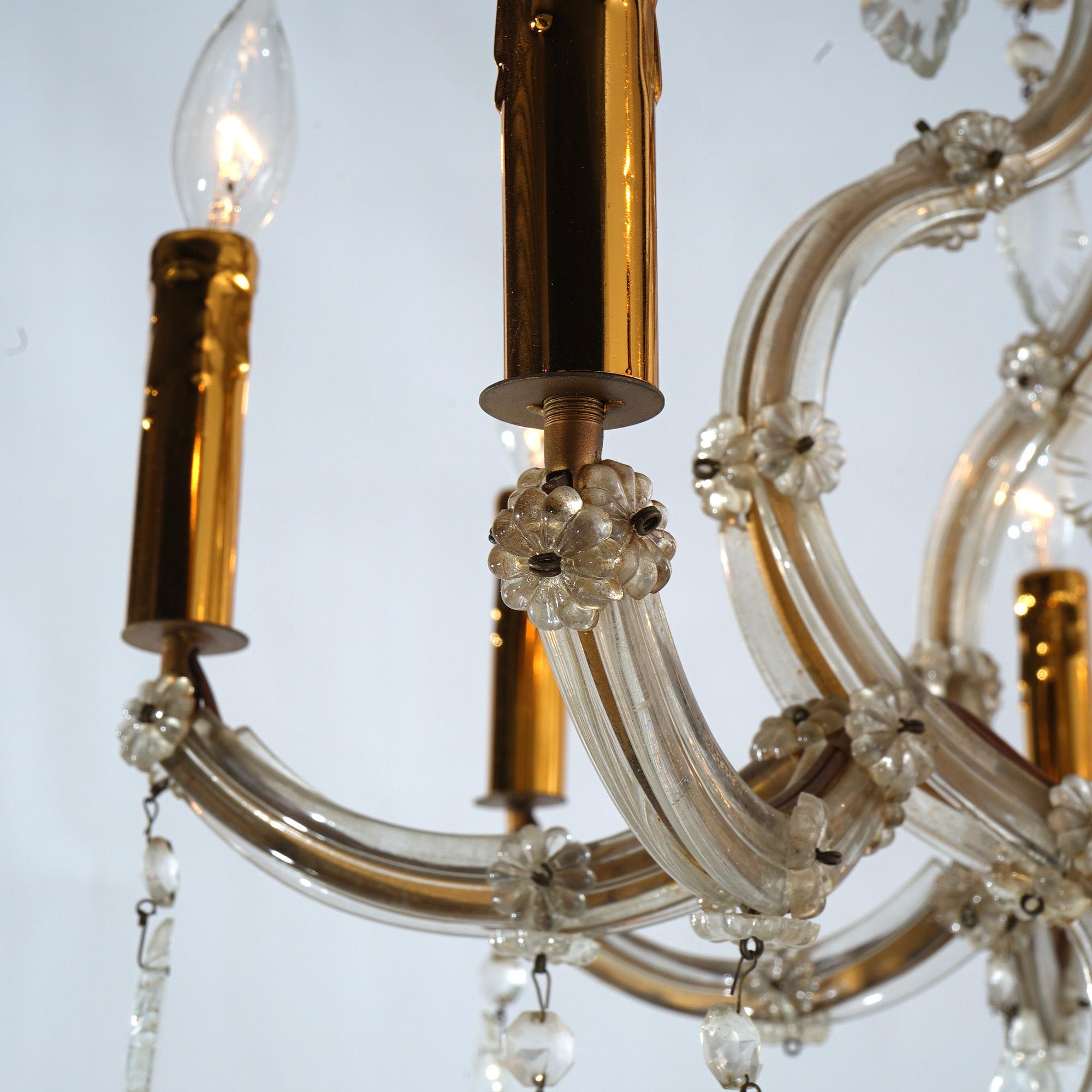 Lustre français ancien à huit lumières en cristal taillé Louis XV C1920 en vente 5