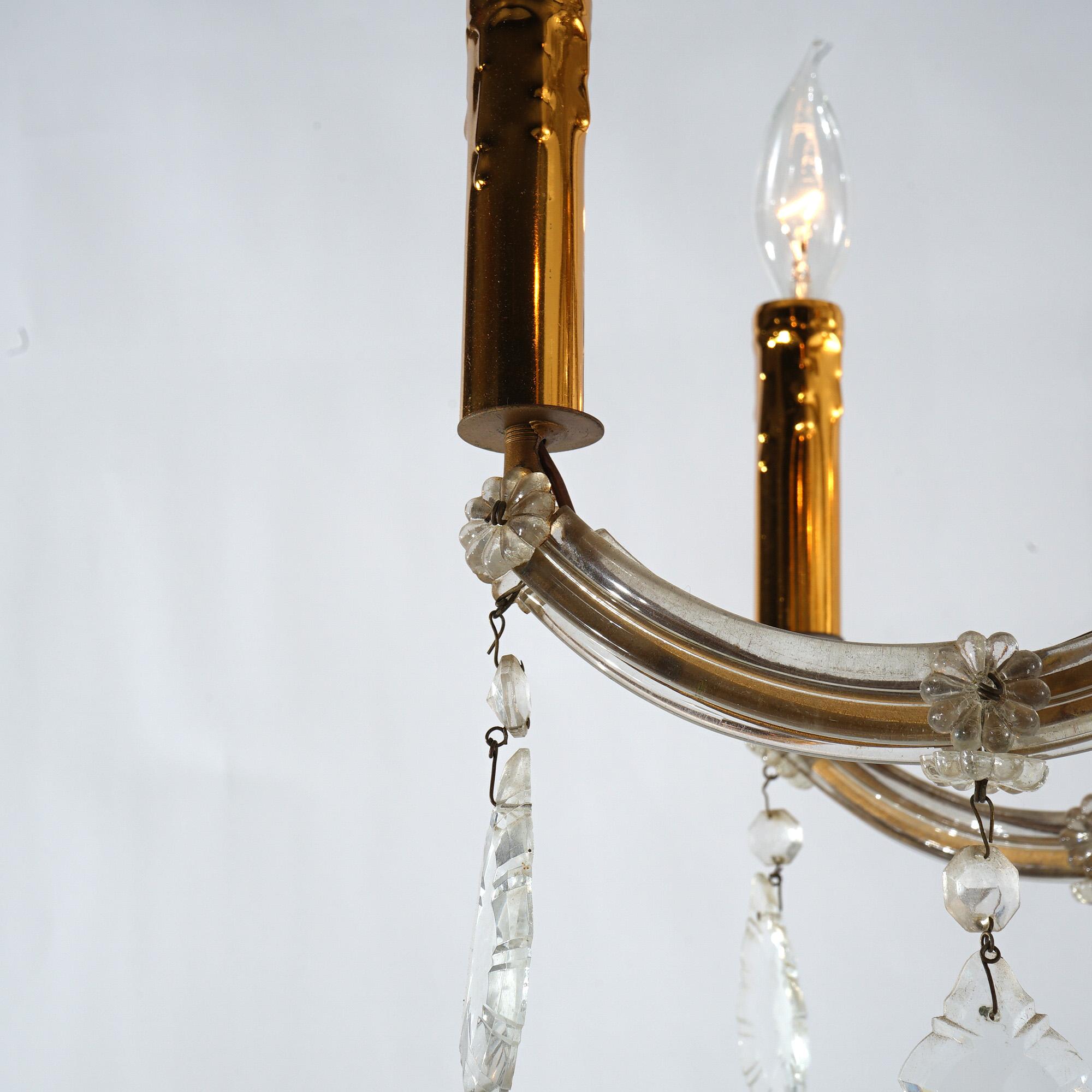 Lustre français ancien à huit lumières en cristal taillé Louis XV C1920 en vente 6