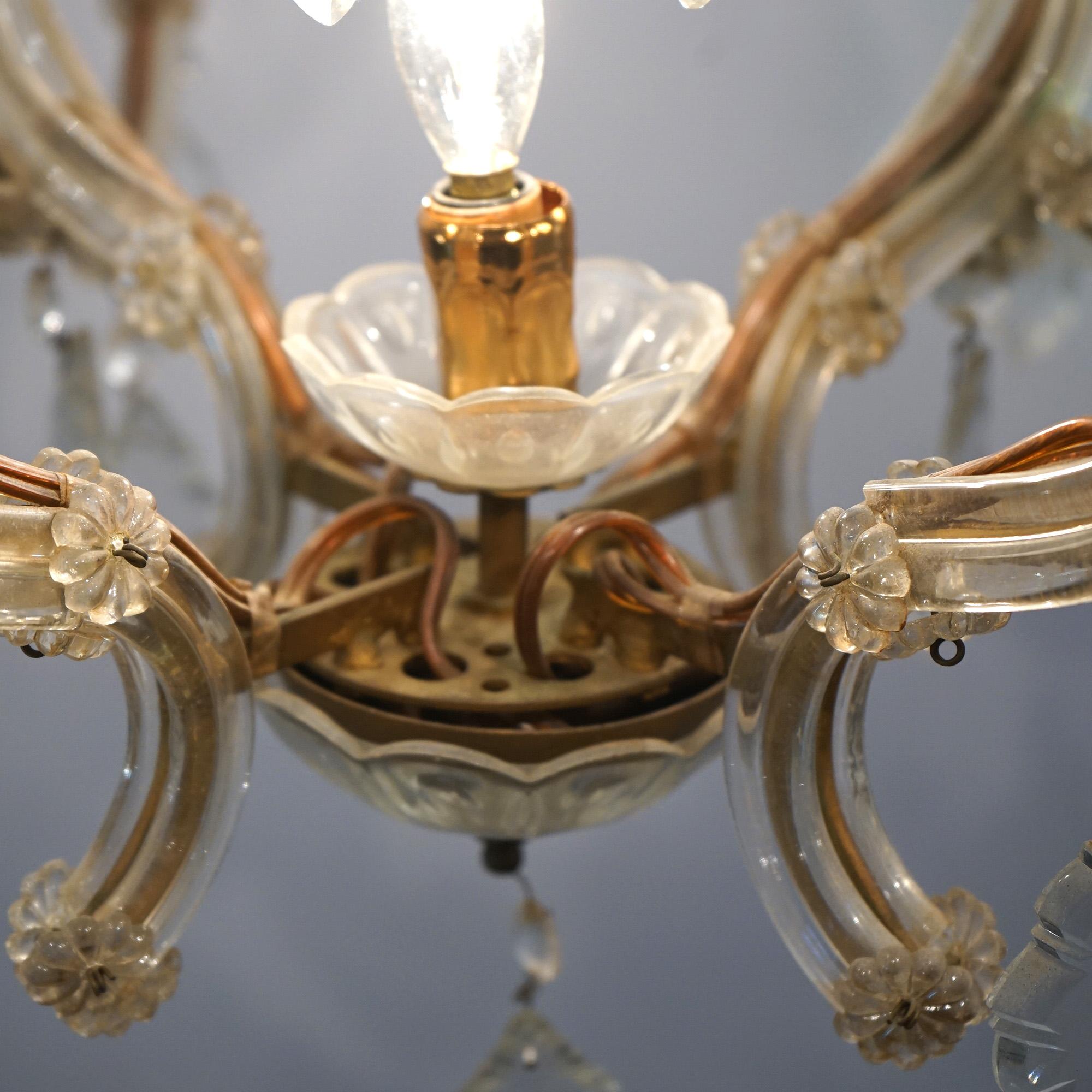 Lustre français ancien à huit lumières en cristal taillé Louis XV C1920 en vente 2