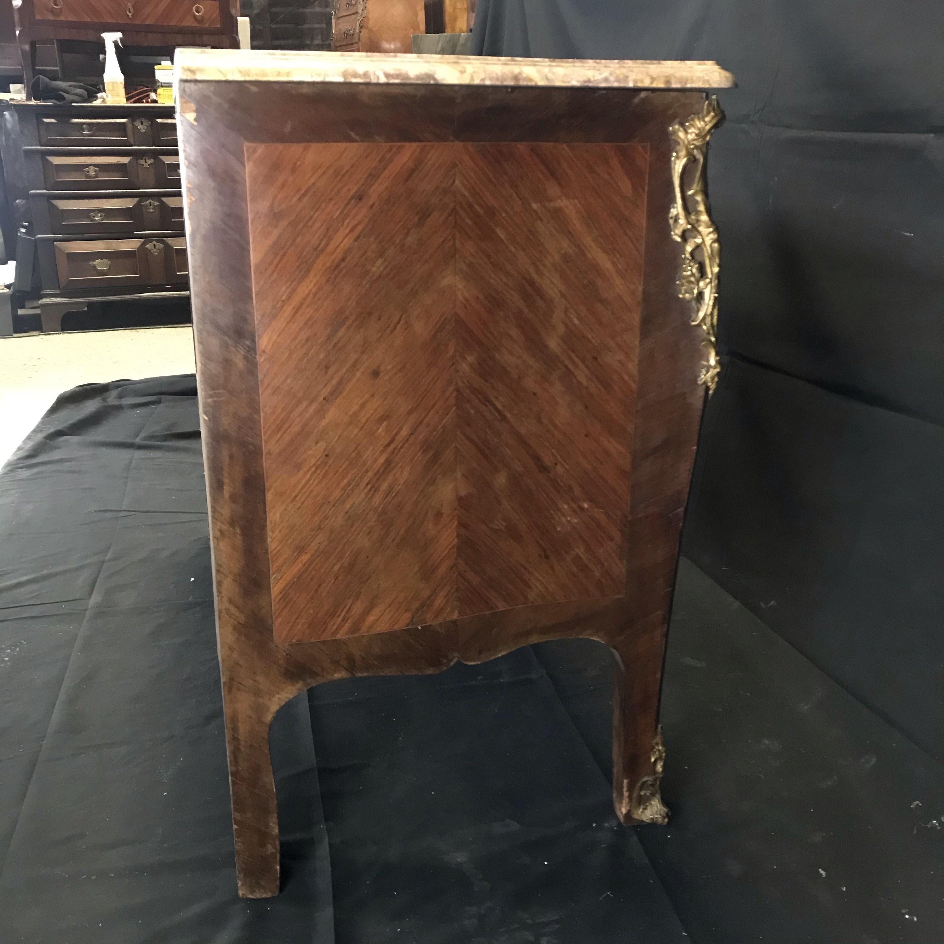 Antique French Louis XV Diamond Marquetry Commode Chest of Drawers For Sale 2