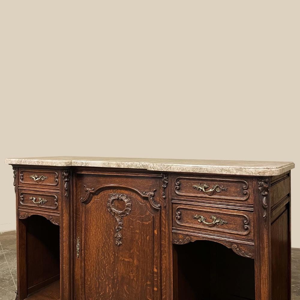 Antique French Louis XV Display Buffet with Travertine For Sale 6