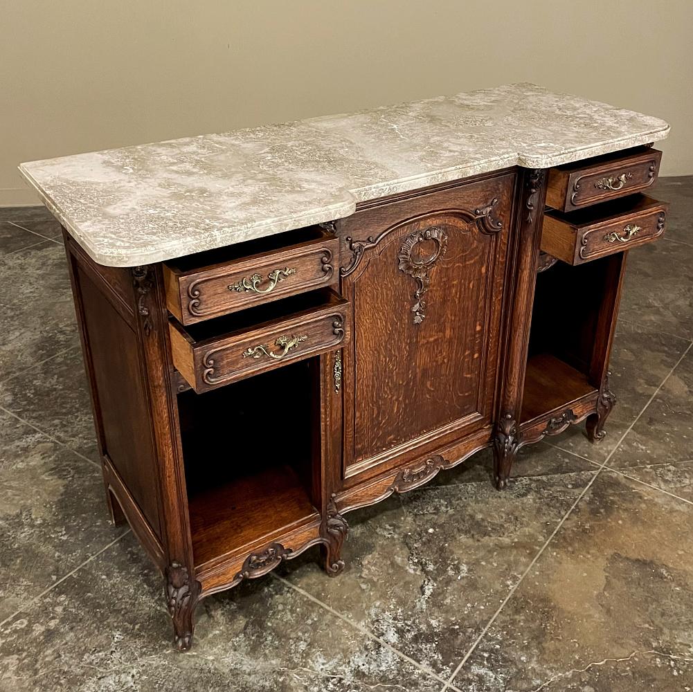 Antique French Louis XV Display Buffet with Travertine For Sale 8