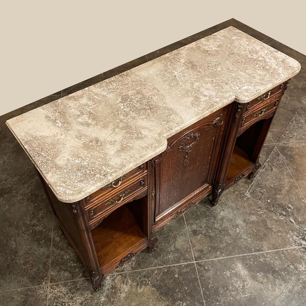 Antique French Louis XV Display Buffet with Travertine For Sale 9