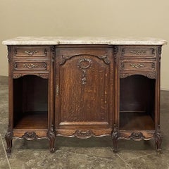 Antique French Louis XV Display Buffet with Travertine