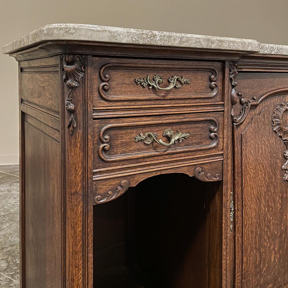 Antique French Louis XV Display Buffet with Travertine For Sale 2