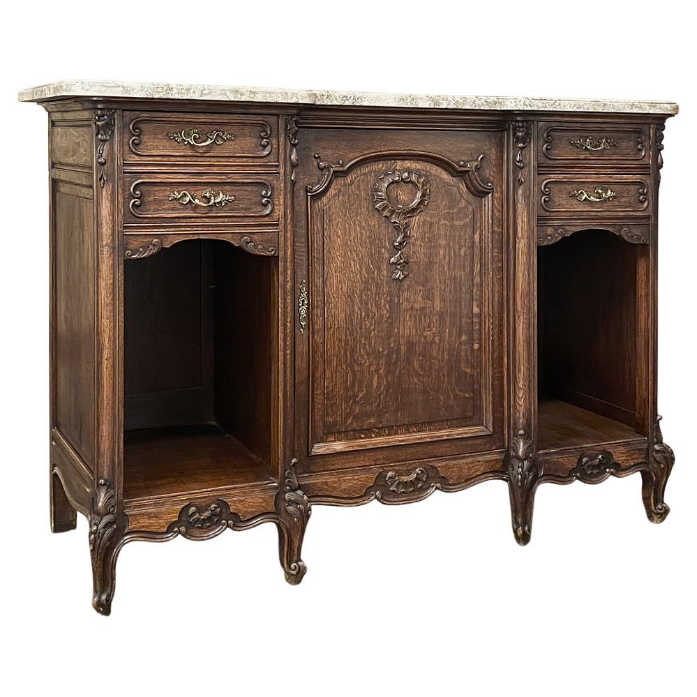Antique French Louis XV Display Buffet with Travertine For Sale