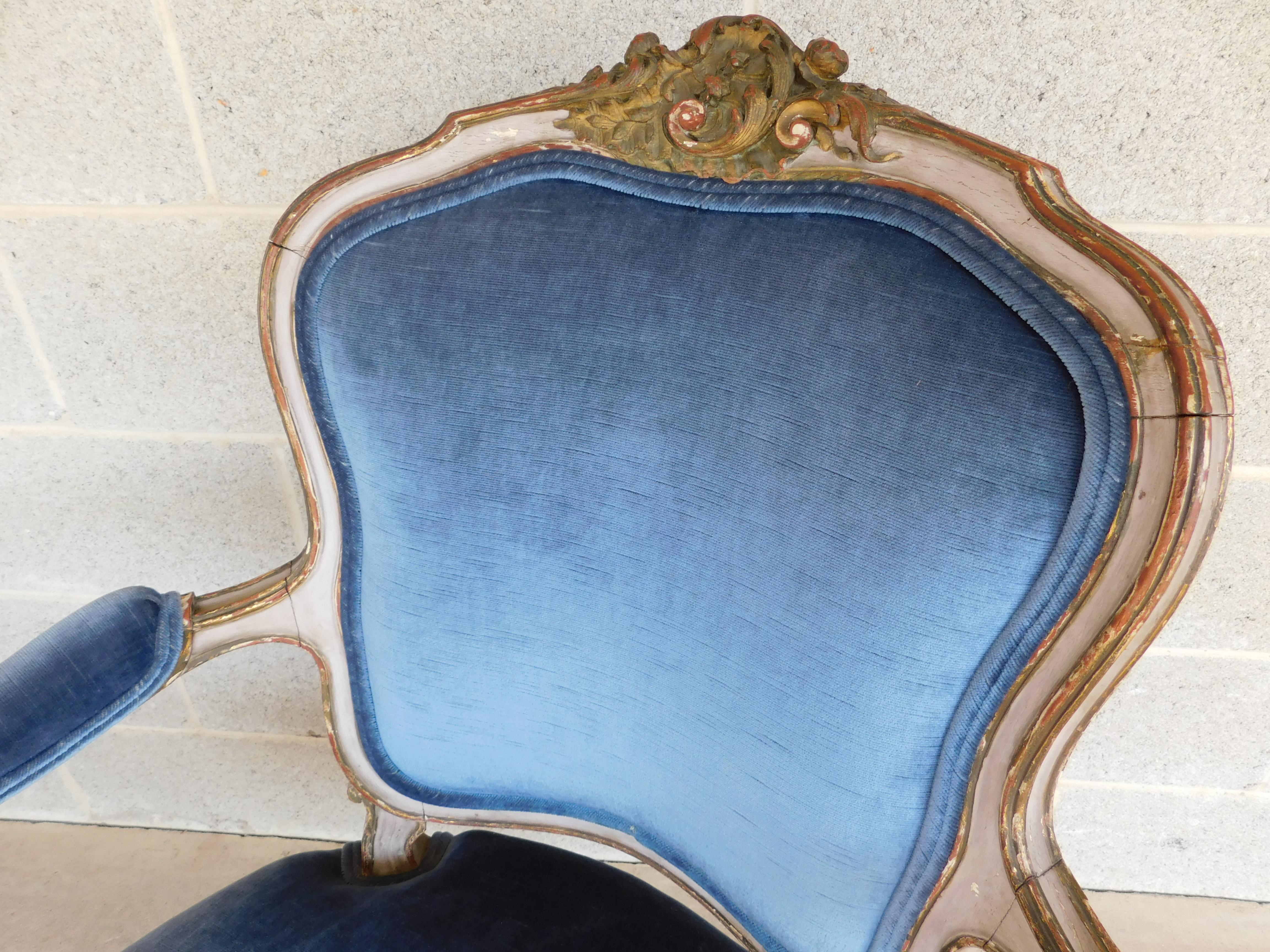 Antique French Louis XV Fauteuil Chairs  For Sale 1