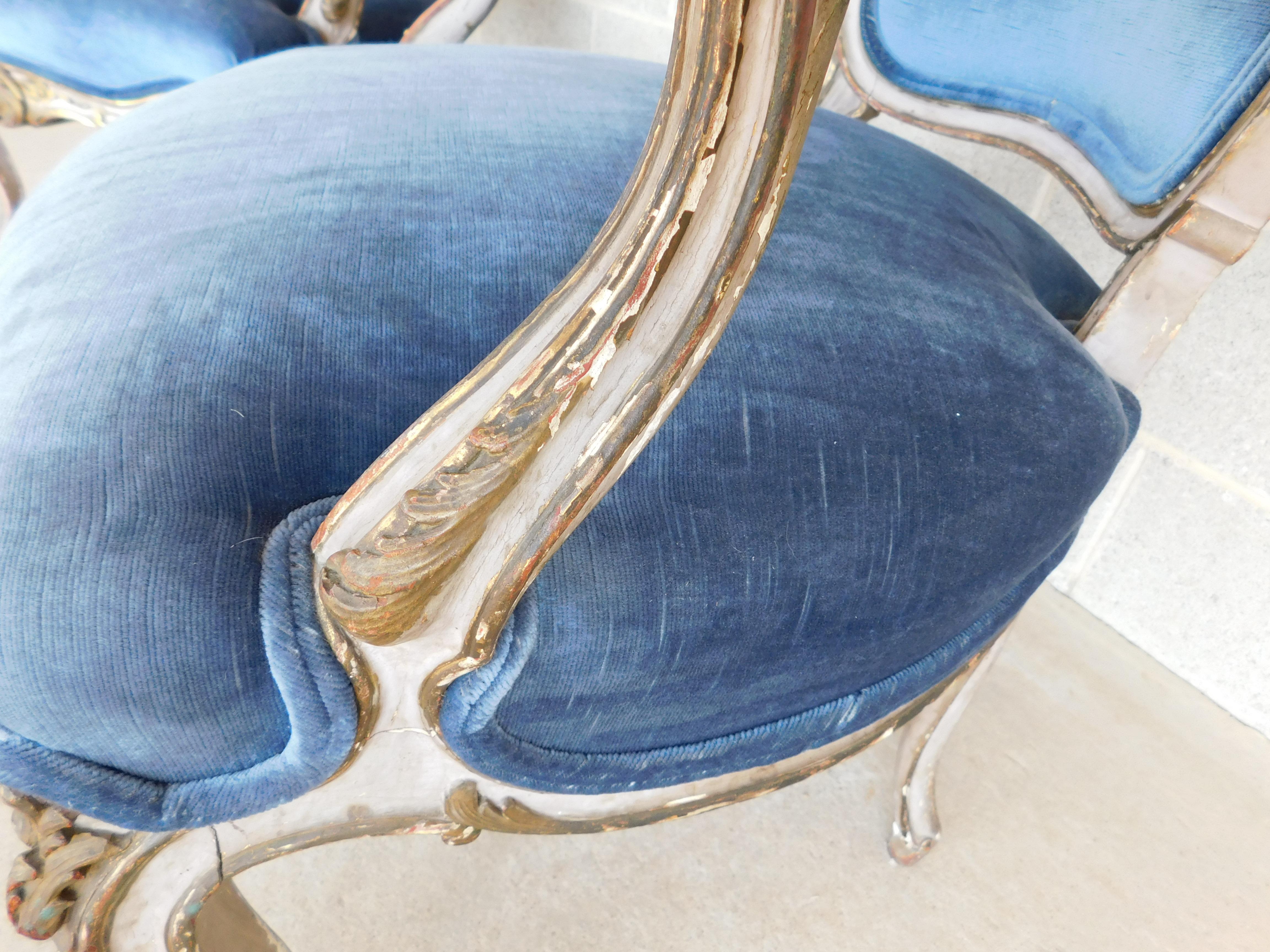 Antique French Louis XV Fauteuil Chairs  For Sale 2