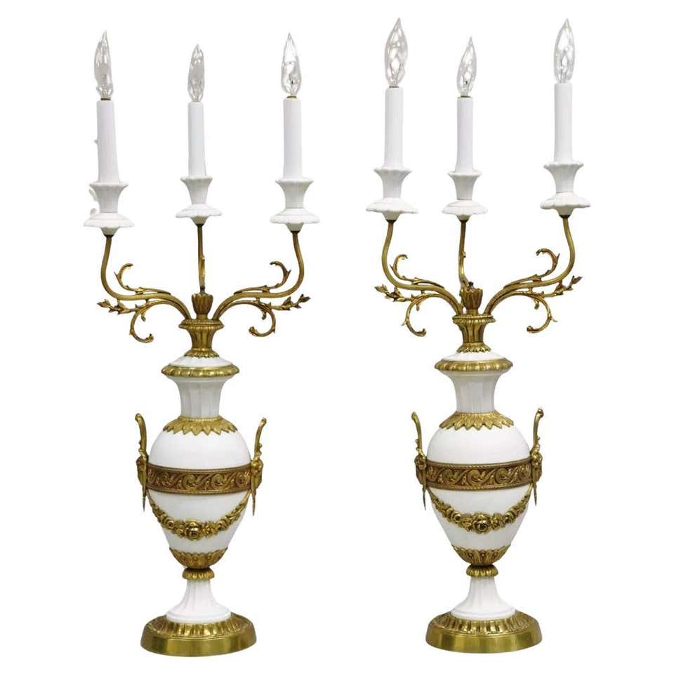 Pair of French Rococo Style Gilt Bronze and Porcelain Flower Table ...