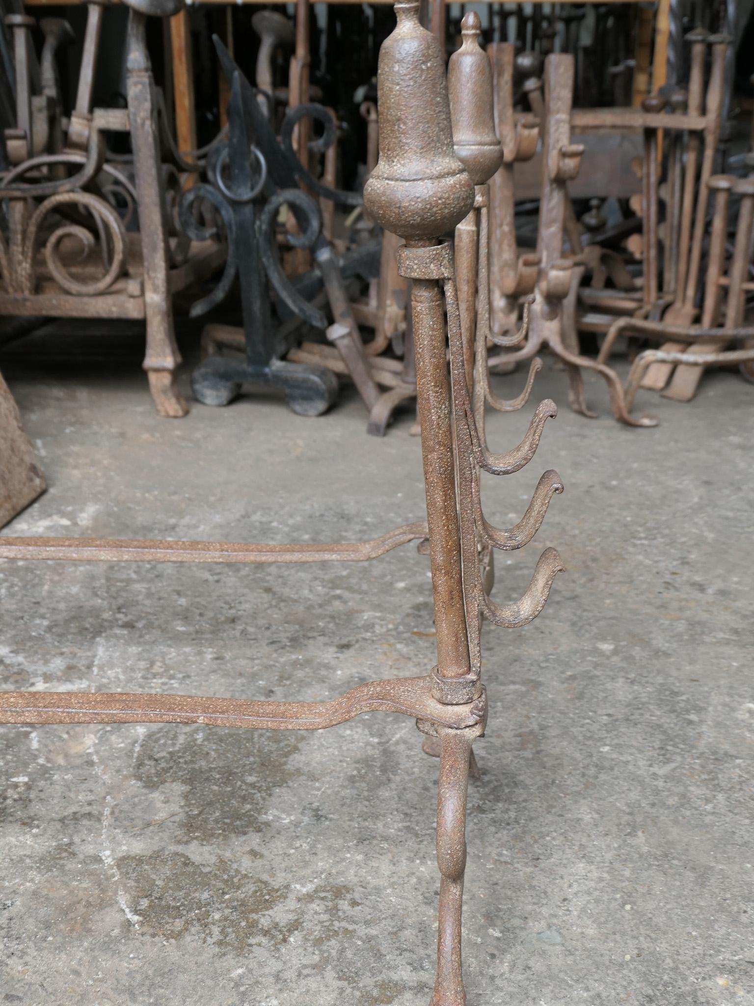 Antique French Louis XV Fire Andirons, 18th Century  For Sale 8