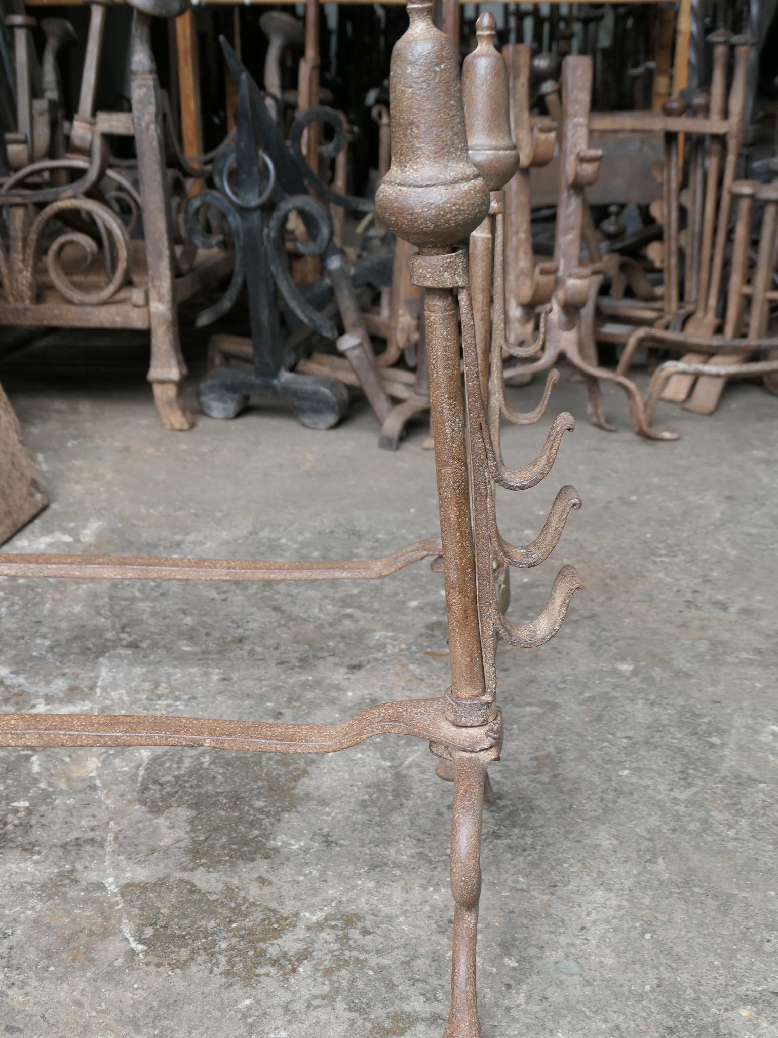 Antique French Louis XV Fire Andirons, 18th Century For Sale 8