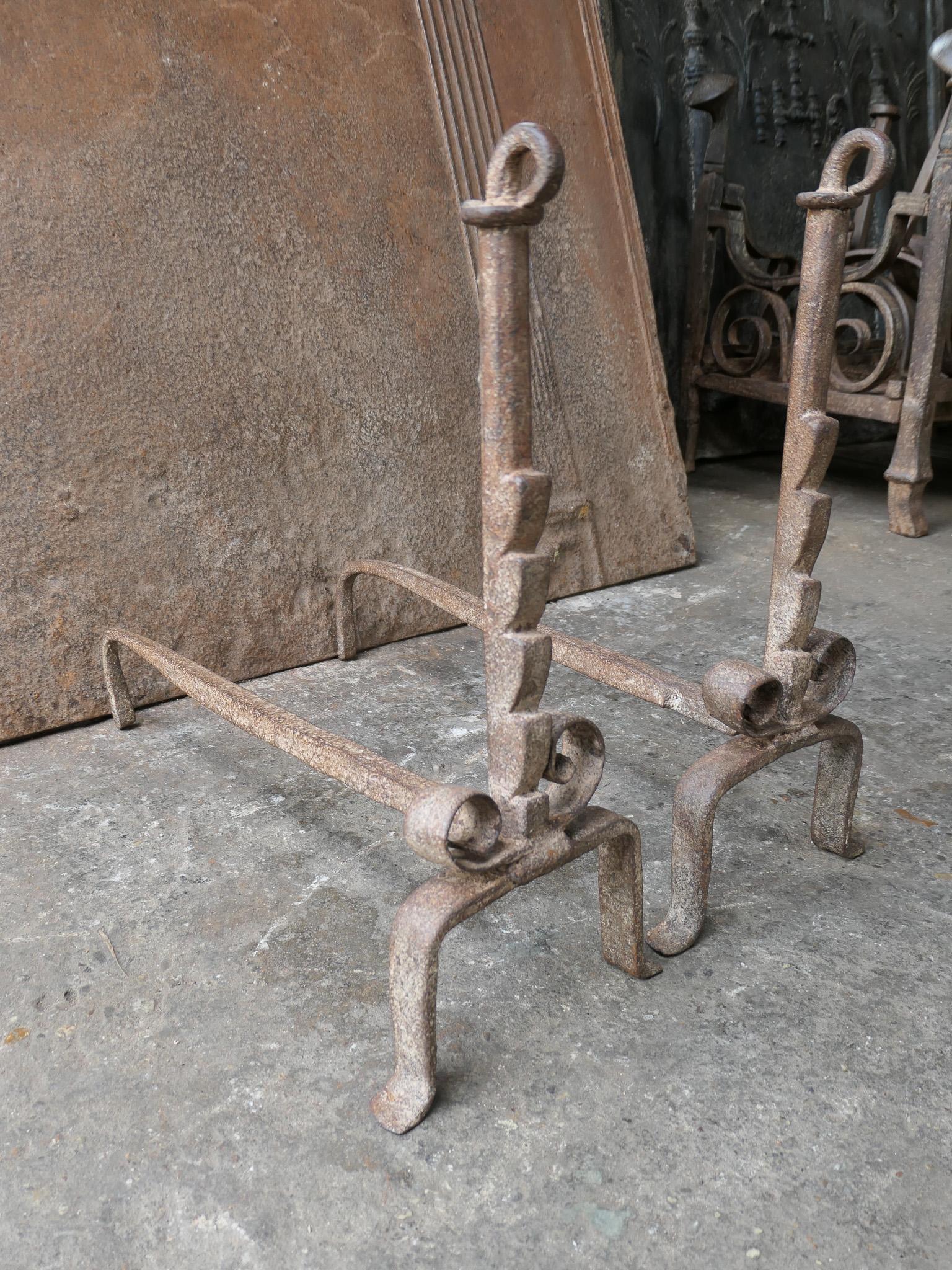 Antique French Louis XV Fire Andirons, XVIII secolo in vendita 7