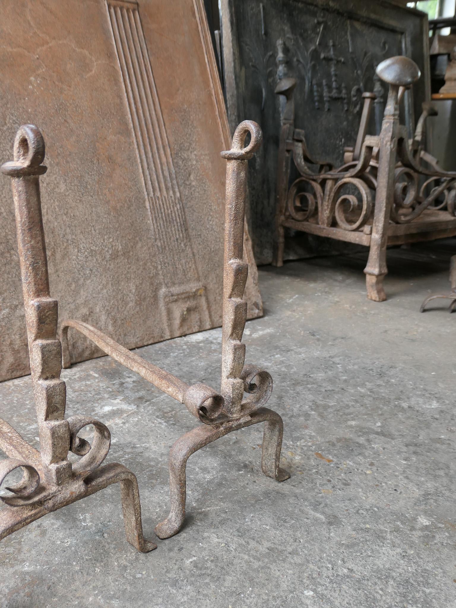 Antique French Louis XV Fire Andirons, 18th Century  For Sale 10