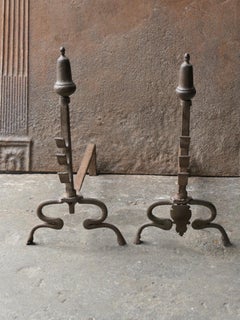 Antique French Louis XV Fire Andirons, 18th Century