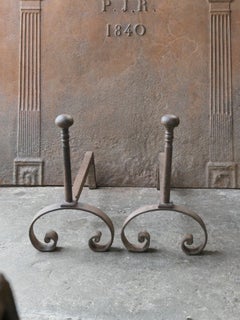 Antique French Louis XV Fire Andirons, 18th Century