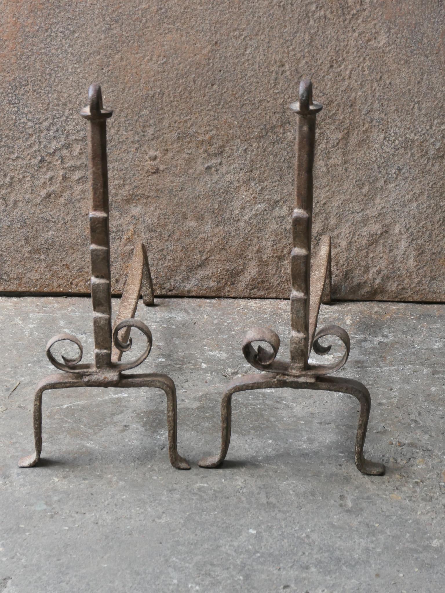 Antique French Louis XV Fire Andirons, 18th Century  In Good Condition For Sale In Amerongen, NL