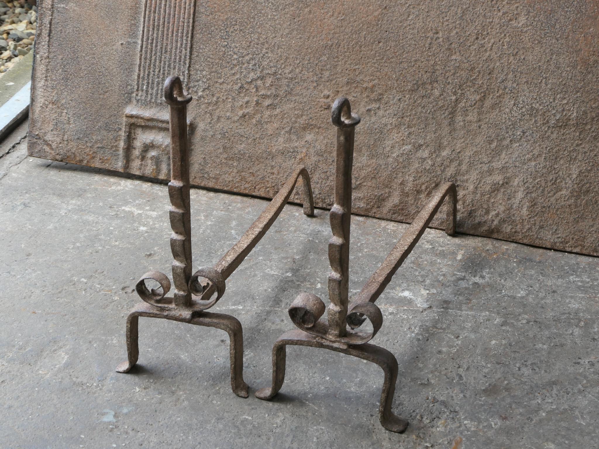 Antique French Louis XV Fire Andirons, 18th Century  For Sale 1