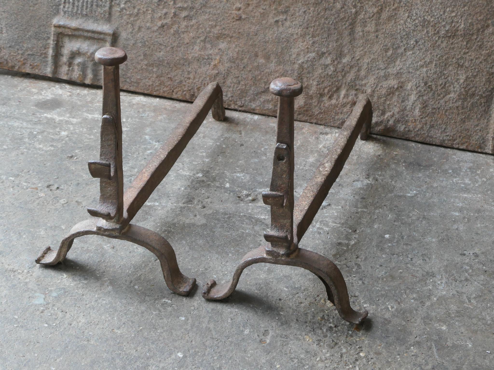 Antique French Louis XV Fire Andirons, 18th Century  For Sale 1