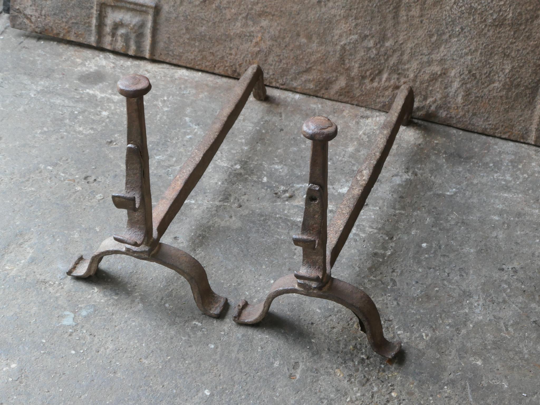 Antique French Louis XV Fire Andirons, 18th Century  For Sale 2