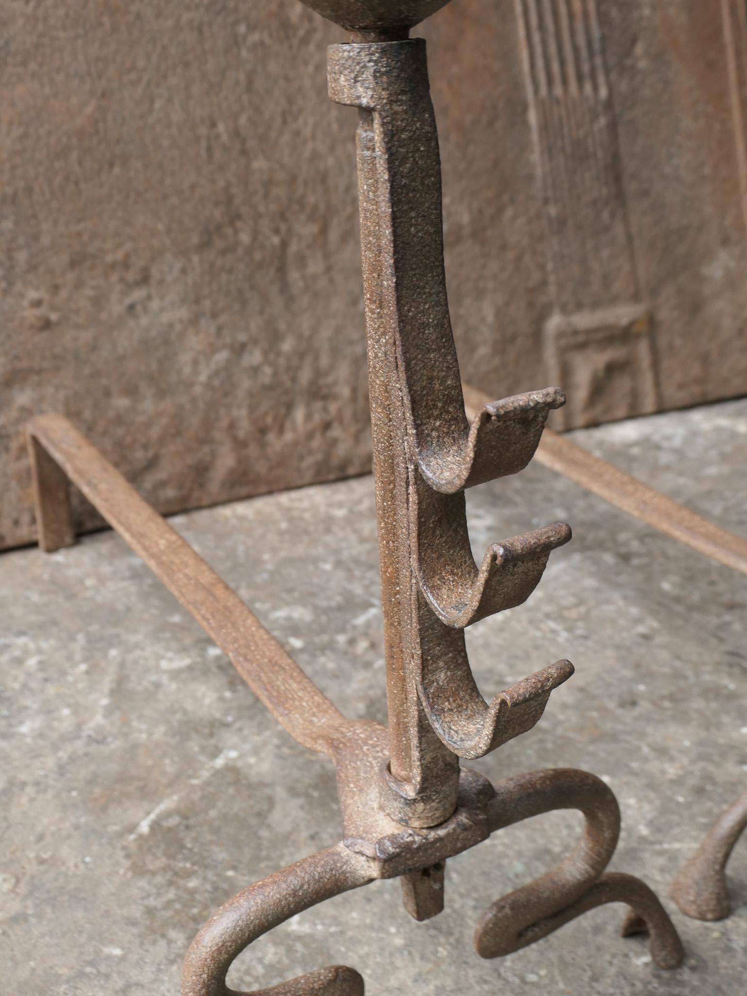 Antique French Louis XV Fire Andirons, 18th Century For Sale 3