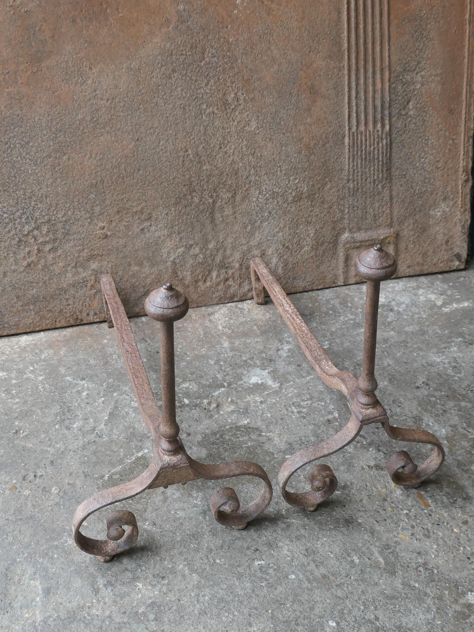 Antique French Louis XV Fire Andirons, 18th Century  For Sale 3
