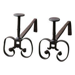 Antique French Louis XV Fire Andirons, 18th Century