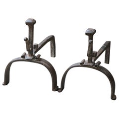 Antique French Louis XV Fire Andirons, 18th Century