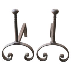 Antique French Louis XV Fire Andirons, 18th Century