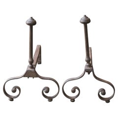 Antique French Louis XV Fire Andirons, 18th Century