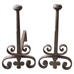 Antique French Louis XV Fire Andirons, 18th Century
