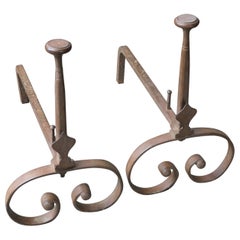 Antique French Louis XV Fire Andirons, 18th Century