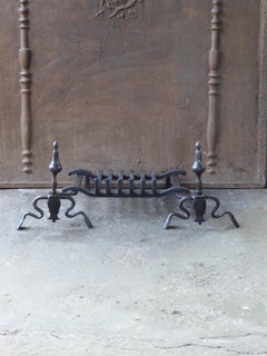 Antique French Louis XV Fire Grate, Fireplace Grate, 18th Century