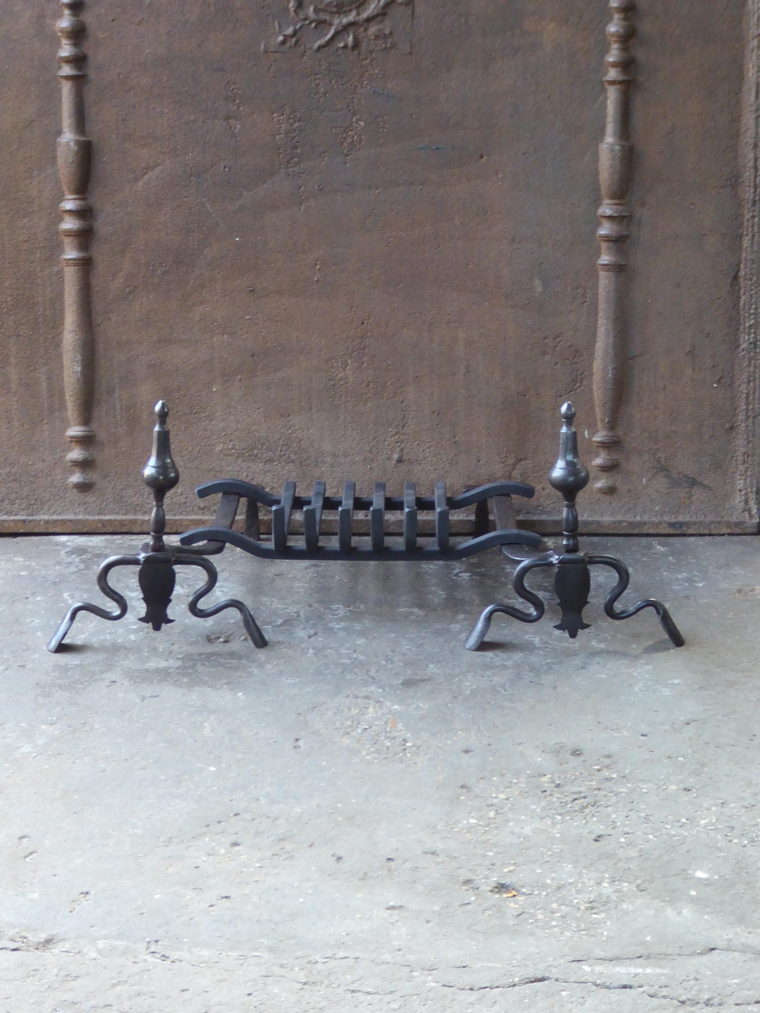 Forged Antique French Louis XV Fire Grate, Fireplace Grate, 18th Century For Sale