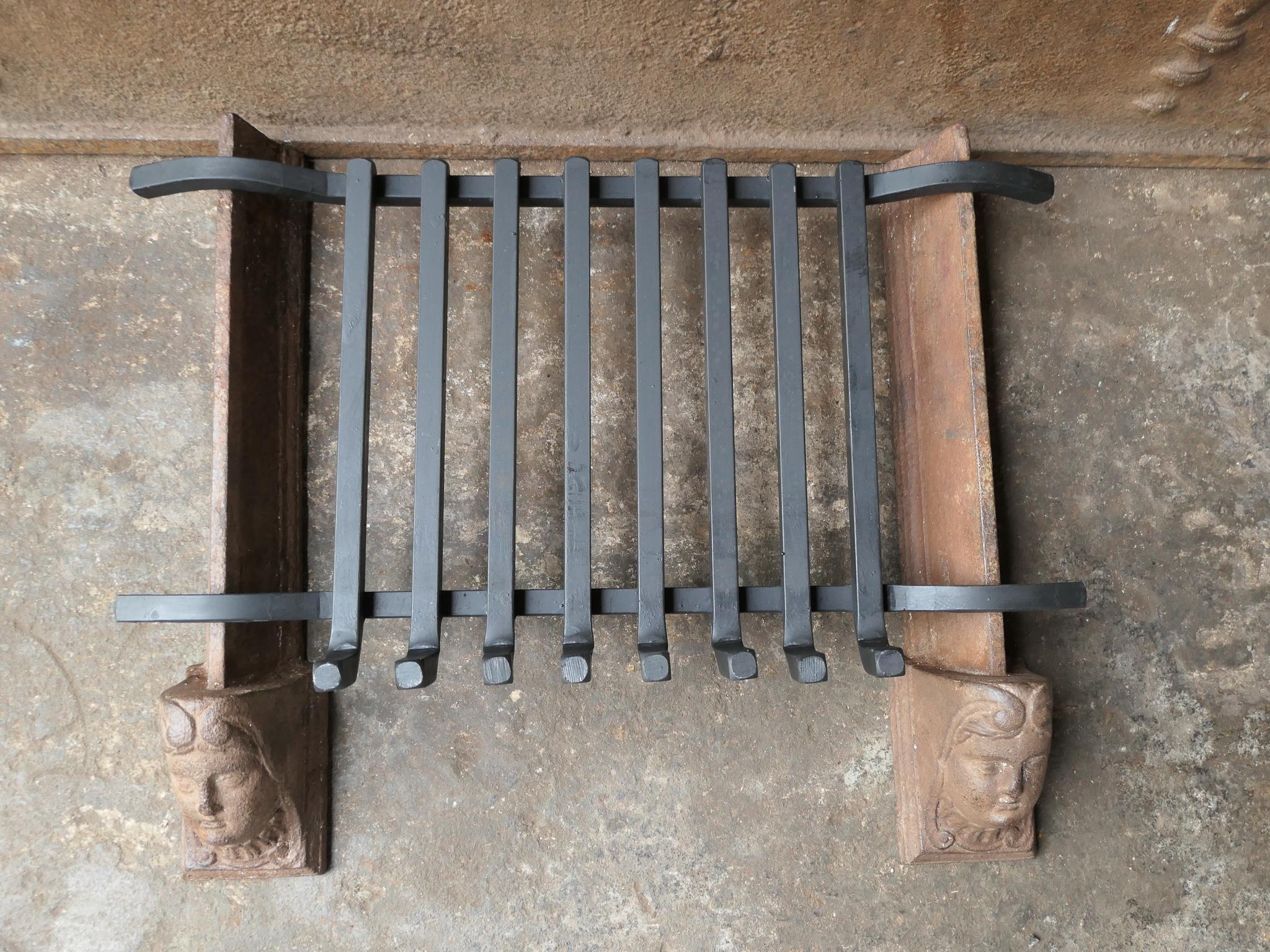 Iron Antique French Louis XV Fire Grate, Fireplace Grate, 18th Century