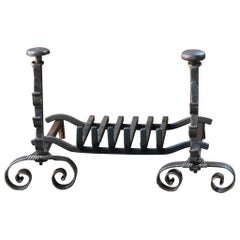 Antique French Louis XV Fire Grate, Fireplace Grate, 18th Century