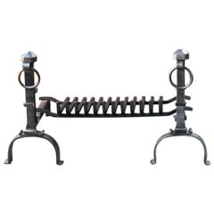 Ancienne grille de cheminée française Louis XV, grille de cheminée, 18ème siècle